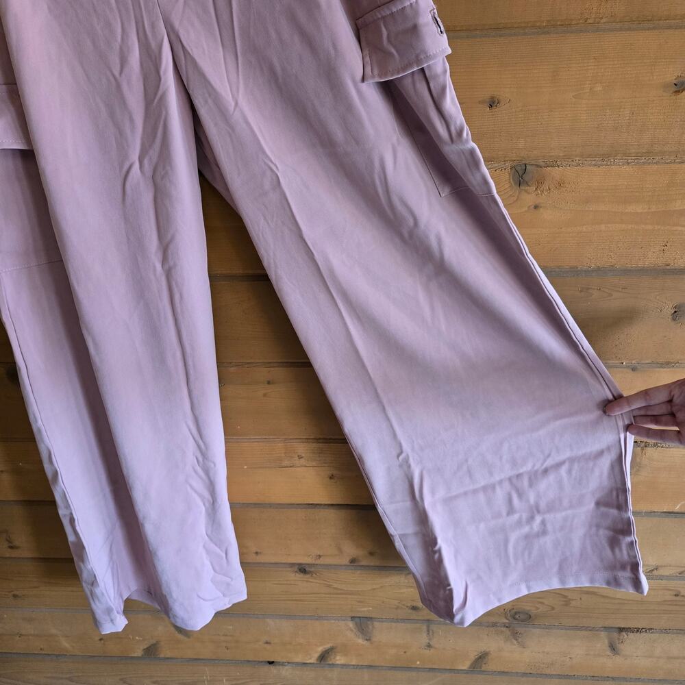 Dokotoo Pink Wide Leg Cargo Pant Pocket Blush Rose 12 Preppy Workwear Trouser - Picture 4 of 6
